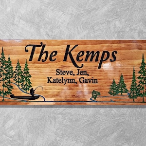 Personalized Lake House Sign: Engraved Family Name Wood Sign