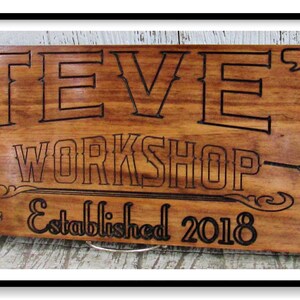 Custom Workshop sign. Just let us know what you would like on your sign and we will create the perfect sign for you. Our signs are great for the home, cabin, beach house, or just hanging around the campsite.