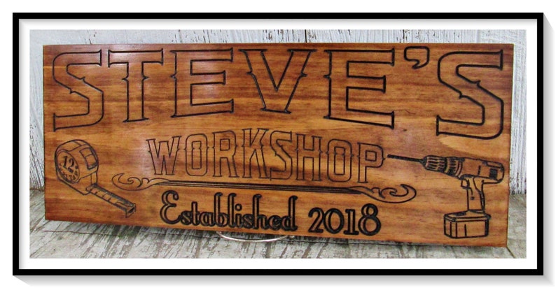 Custom Workshop sign. Just let us know what you would like on your sign and we will create the perfect sign for you. Our signs are great for the home, cabin, beach house, or just hanging around the campsite.