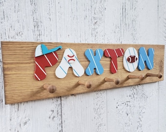 Vintage Styled Name Personalized Rack, Custom Coat Rack, Wooden Peg Rack, Kids Room Decor, Nursery Gift, Many Colors To Choose From