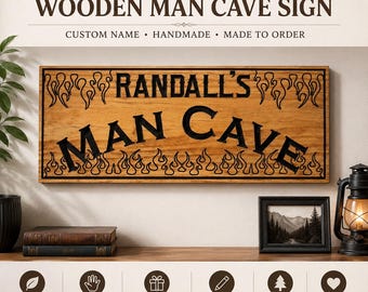Personalized Wood Man Cave Sign – Custom Rustic Bar Garage Wall Décor