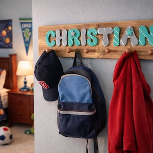 Personalized Name Peg Rack: Vintage Style Wooden Coat Rack