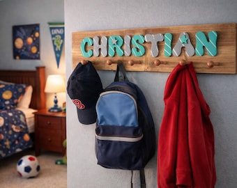Personalized Name Peg Rack: Vintage Style Wooden Coat Rack
