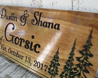 Custom Wood Sign, Personalized Wedding Gift, Last Name Established Sign, Personalized Wooden Sign, Cabin Sign, Camp Sign, Free Shipping