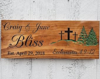 Christian Wooden Sign | Cross Sign | Anniversary Sign | Personalized Wooden Sign | Wedding gift | Couples Sign | Family Sign | Free Shipping