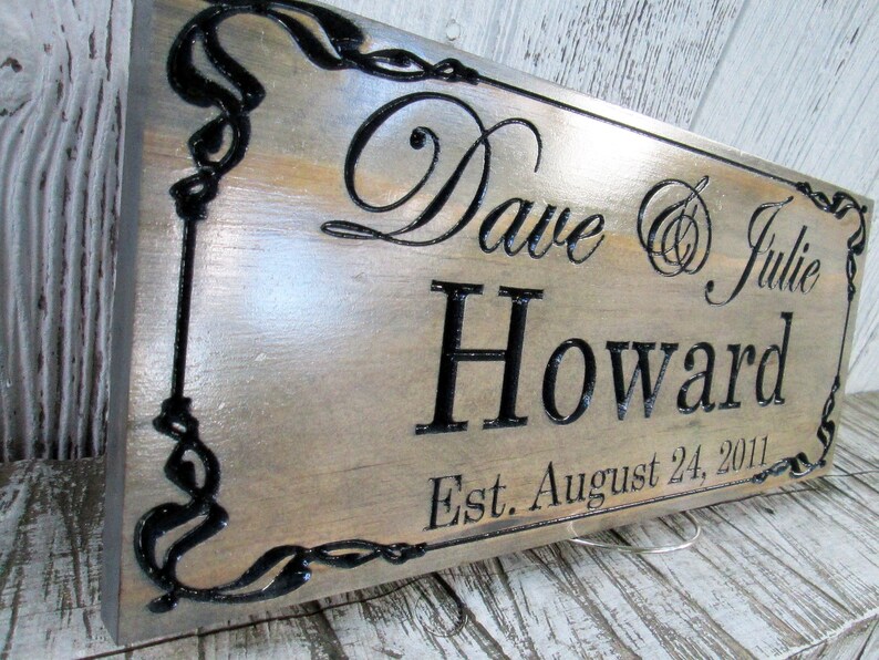 Last Name Established Custom Wood Signs Custom Carved Signs FREE SHIPPING E104 Cabin Signs Personalized Wood Sign Wedding Gift