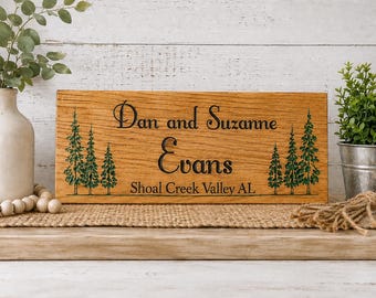Personalized Family Name Sign, Hand Painted Wood Cabin Décor, Custom Lodge Wall Sign Gift