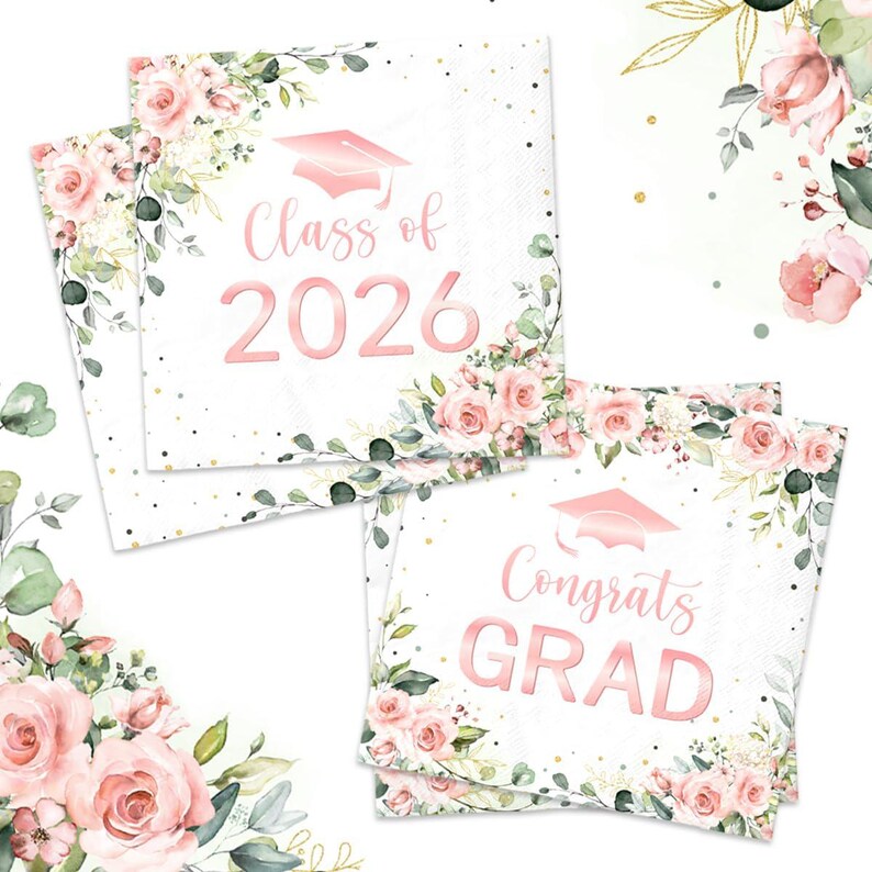 Personalized Graduation Napkins, Class of 2026 Floral Party Decor - Etsy