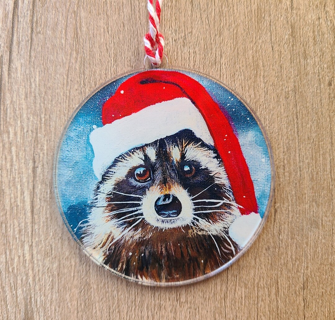 Acrylic Raccoon Ornament Featuring Original Art by Ruzena Privett - Etsy