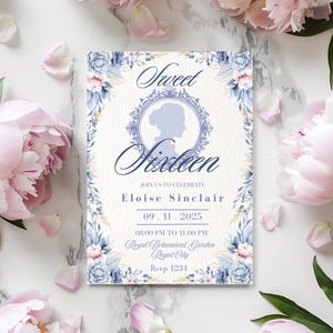 Elegant Victorian Birthday Invitation | Floral Vintage Party |  Editable Royal Invite | Canva Template (5x7)