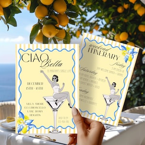 Ciao Bella Bachelorette Invitation | Coastal Dolce Vita Invitation | Italian Themed Hens Party Invite | Bachelorette Amalfi Canva Template