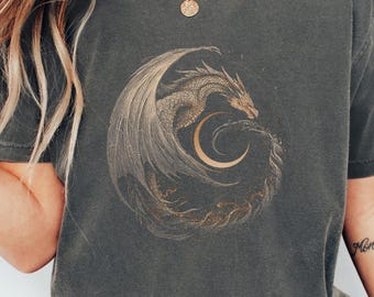 Celestial Dragon Comfort Colors Tee, Flying Dragon Garment Dyed T-shirt Sweatshirt, Fantasy Dragon Rider Adult T-shirt, Flying Dragon Shirt
