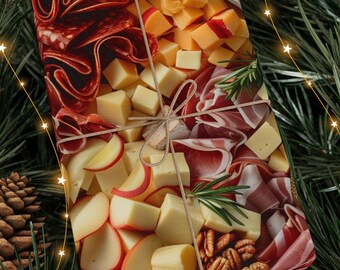 Cheese Ham Board Wrapping Papers Pack | Charcuterie Board Foodie Gift Wrap Sheets, Cheesy Gift Glossy Matt Wrapping Paper