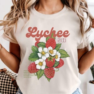 Vintage Lychee Fruit Unisex T-shirt, Foodie Tee, Retro Lychee Shirt, Fruit Lover Gift, Garment-Dyed Tee