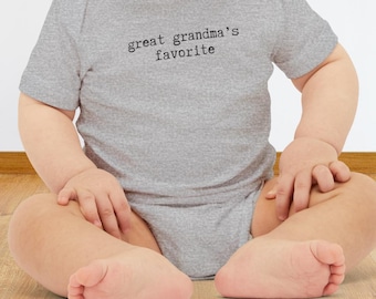 Great Grandma's Favorite Tee, Family Birthday Event T-shirt Bella Canvas Gildan Youth Toddler Baby Bodysuit, Pregnancy Reveal Funny Tee