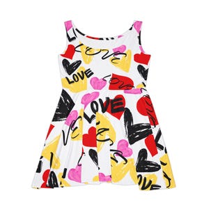 Heart Graffiti Style Skater Dress
