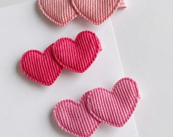 Heart Hair Clips for Babies and Toddlers, Corduroy Heart, Soft Hair Accessories for Girls