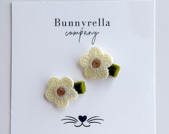Ivory Embroidered Flower Hair Clip for Baby & Toddler clip