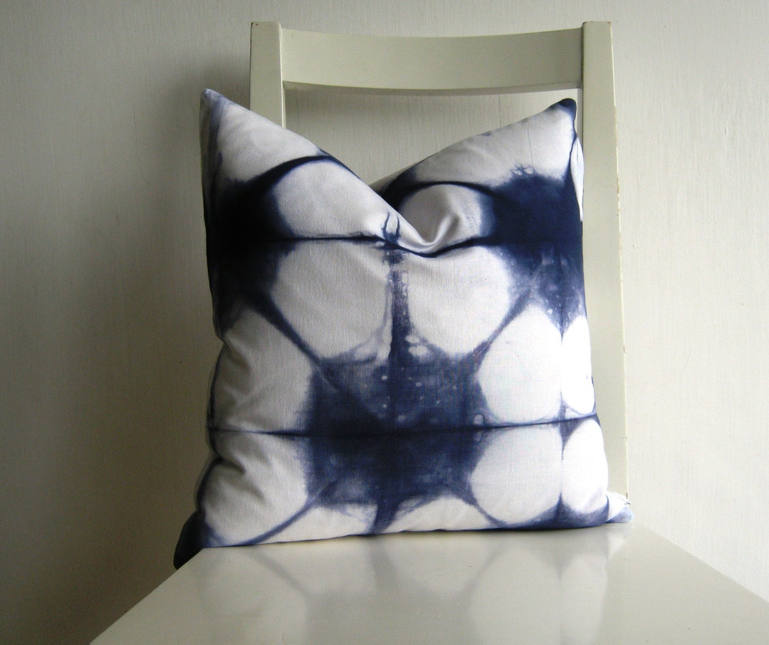 14 X 14 Shibori Pillow Cover in Navy Blue Etsy