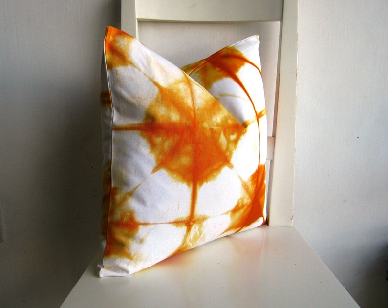 Shibori Pillow Cover 16 X 16 in Orange Etsy