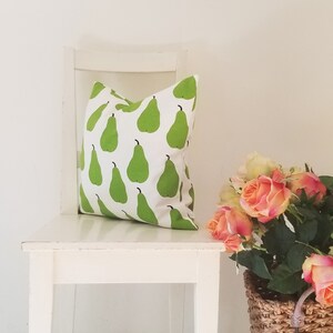 18 x18 Marimekko Päärynä Cotton Canvas. Green Pears Pillow Cover image 4