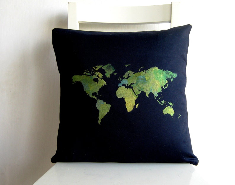 World Map 16 X 16 Pillow Cover - Etsy
