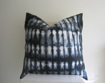 20 x 20  Free Style Shibori Pillow Cover in Charcoal Grey