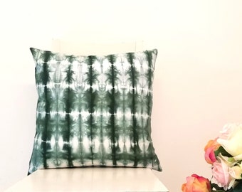 20 x 20  Free Style Shibori Pillow Cover in Forest Green