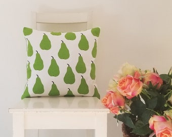 18 x18 Marimekko Päärynä Cotton Canvas. Green Pears Pillow Cover