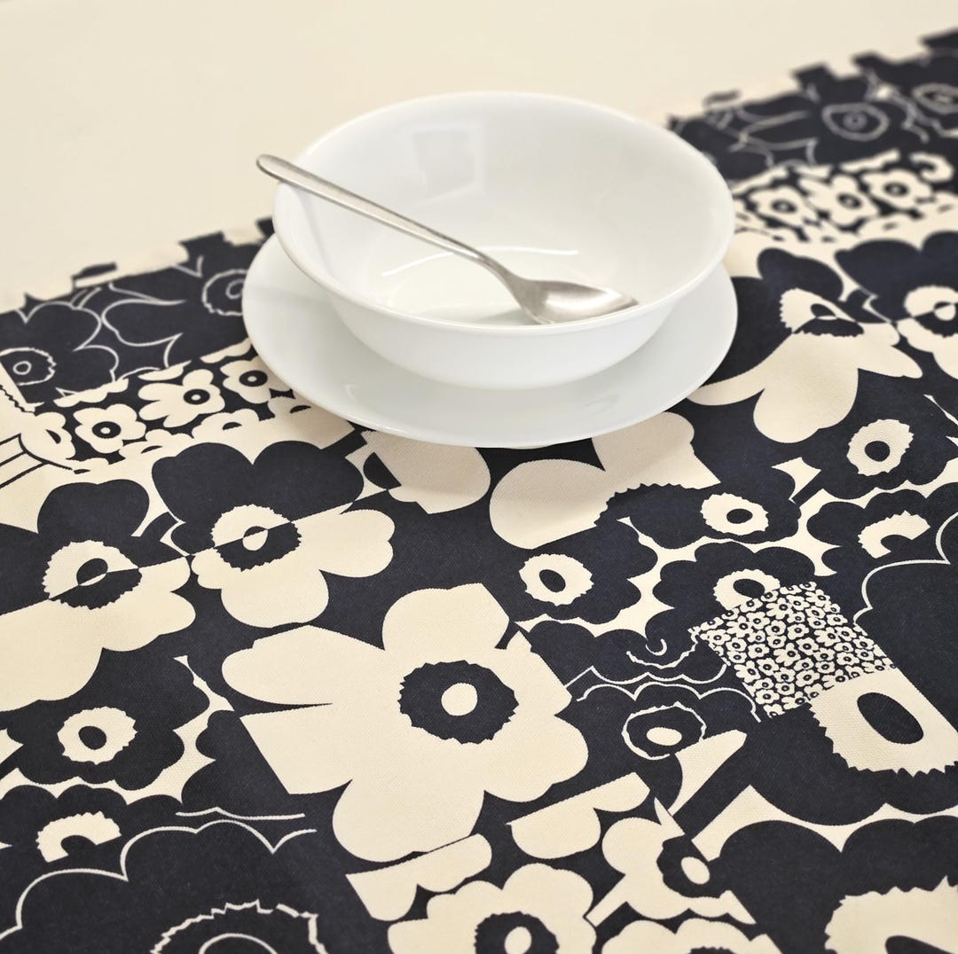 Table Runner - Marimekko Pieni Unikko. Poppies in Navy Blue and