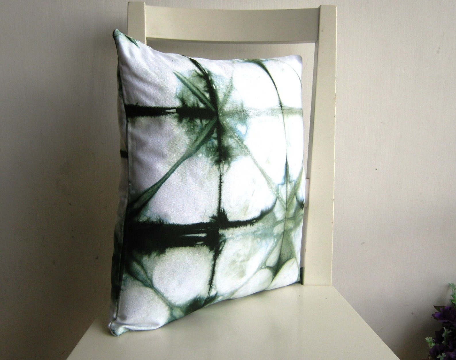 Shibori Pillow Cover 16 X 16 in Forest Green Etsy