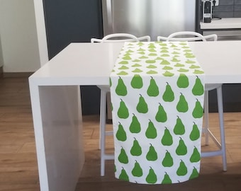 Marimekko Tischläufer - Päärynä Cotton Canvas. Grüne Birnen