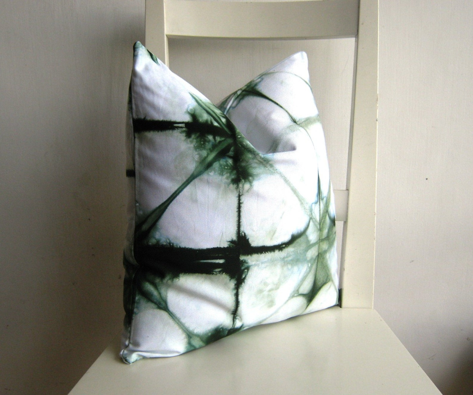 Shibori Pillow Cover 16 X 16 in Forest Green Etsy