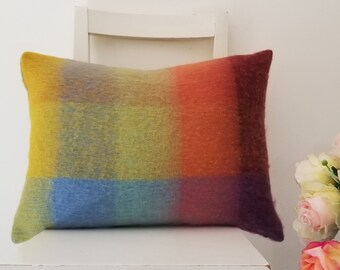 21" x 14" Acrylic Plaid Colorful Pillow Cover