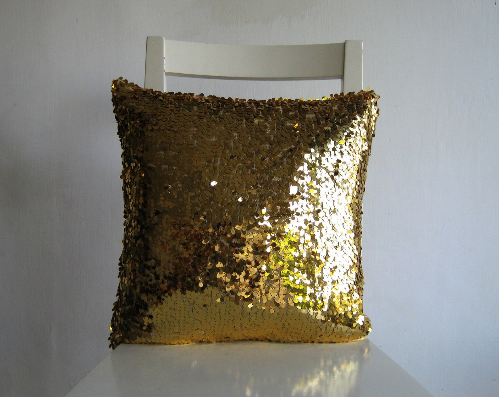 Gold Sequins 16x16 Pillow Cover, Glitter, Sparkly Etsy