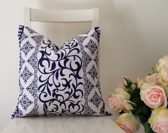 16 x 16 Blue and White Traditional Pattern Cushion Cover