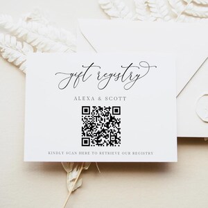 Gift Registry Card with QR Code | Wedding Gift Registry Insert | Printable Registry Info Card | Editable Template