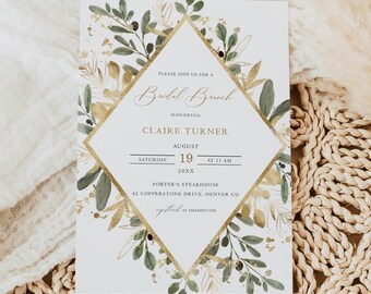 Bridal Brunch Invitation Template | Elegant Bridal Shower Brunch Invite | Printable Bridesmaid Luncheon Invite Editable with Corjl