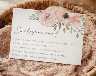 Wedding Enclosure Card Template | Details Insert for RSVP, Registry & Travel Info | Printable Modern Wedding Info Card