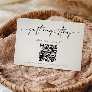 Gift Registry Card with QR Code | Wedding Gift Registry Insert | Printable Registry Info Card | Editable Template
