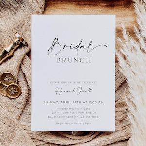 Bridal Brunch Invitation Template | Minimalist Bridal Shower Brunch Invite | Editable Bridesmaid Luncheon Download