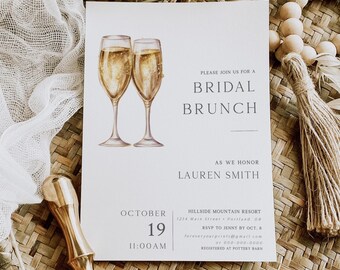 Bridal Brunch Invitation Template | Elegant Bridal Shower Brunch Invite | Printable Bridesmaid Luncheon Invite Editable with Corjl