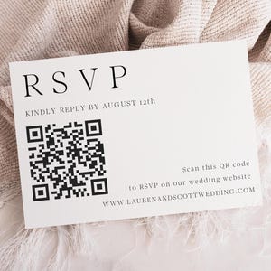 Wedding RSVP Card with QR Code | Minimalist Rsvp Insert | Modern Wedding Rsvp Printable | QR Code Reply Card | Editable Template