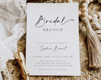 Wedding Luncheon Invitation Template | Minimalist Bridal Brunch Invite | Classic Wedding Brunch Printable