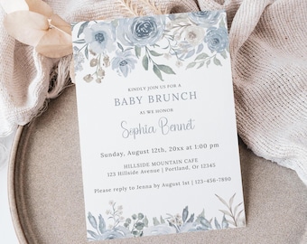 Baby-Brunch-Einladung | Baby Shower Brunch einladen | Bearbeitbar Baby Brunch Einladen | Elegante Babyparty | Canva Vorlage