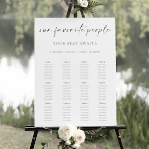 Seating Chart Wedding Template | Minimalist Printable Wedding Seating Plan | Editable Corjl | Modern Elegant Seating Chart