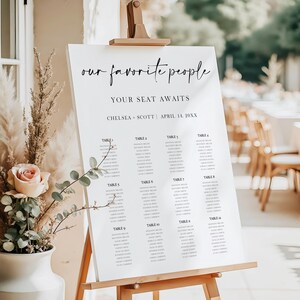 Wedding Seating Chart Template | Printable Seating Plan Sign | Editable Modern Reception Chart | Minimalist