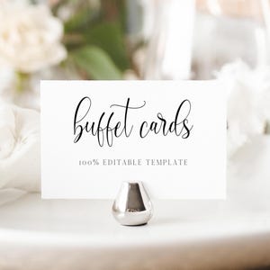 Buffet Labels Template | Editable Food Tent Cards Printable | Wedding Place Card for Buffet or Shower
