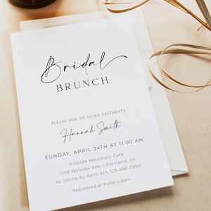 Bridal Brunch Invitation Template | Elegant Bridal Shower Brunch Invite | Printable Bridesmaid Luncheon Invite Editable with Corjl
