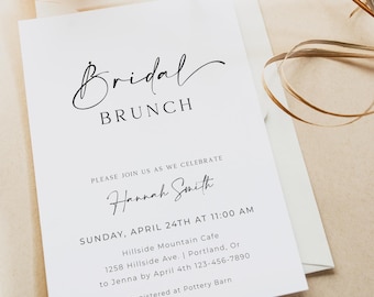 Bridal Brunch Invitation Template | Elegant Bridal Shower Brunch Invite | Printable Bridesmaid Luncheon Invite Editable with Corjl